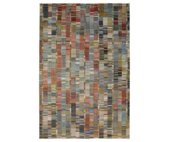 Iola Blue & Red Multi-Color Lines Area Rug, (8' X 11')