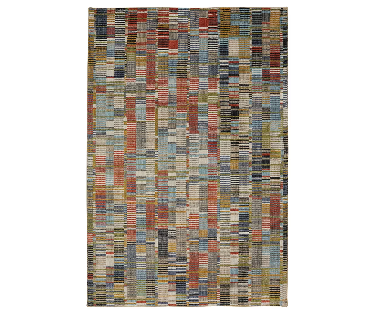 Iola Blue & Red Multi-Color Lines Area Rug, (8' X 11') 1 Iola Blue & Red Multi-Color Lines Area Rug, (8' X 11')