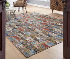 Iola Blue & Red Multi-Color Lines Area Rug, (8' X 11') 11 Iola Blue & Red Multi-Color Lines Area Rug, (8' X 11') -Cuisinart Store 810600693 A0 3