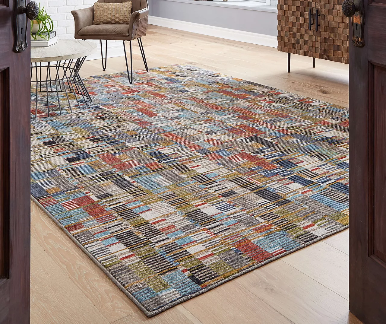 Iola Blue & Red Multi-Color Lines Area Rug, (8' X 11') 5 Iola Blue & Red Multi-Color Lines Area Rug, (8' X 11') - Image 5