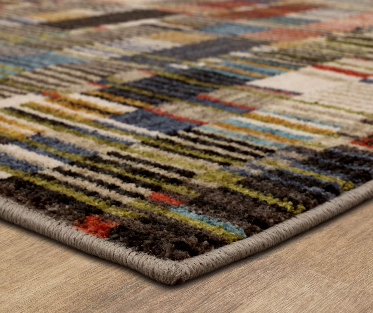 Iola Blue & Red Multi-Color Lines Area Rug, (8' X 11') 2 Iola Blue & Red Multi-Color Lines Area Rug, (8' X 11') - Image 2