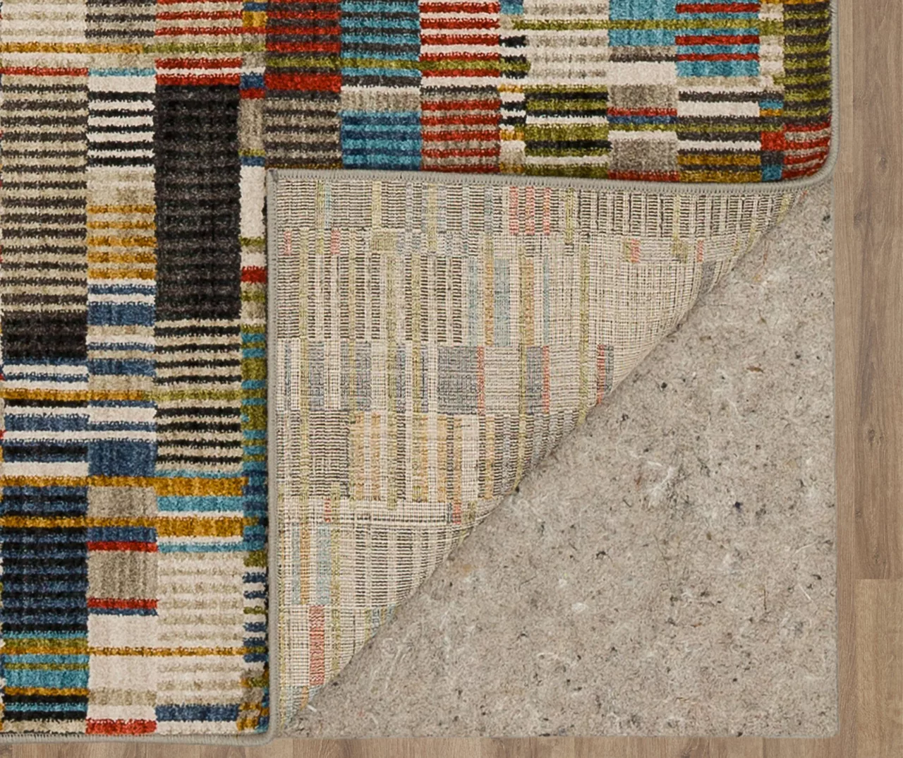 Iola Blue & Red Multi-Color Lines Area Rug, (8' X 11') 3 Iola Blue & Red Multi-Color Lines Area Rug, (8' X 11') - Image 3