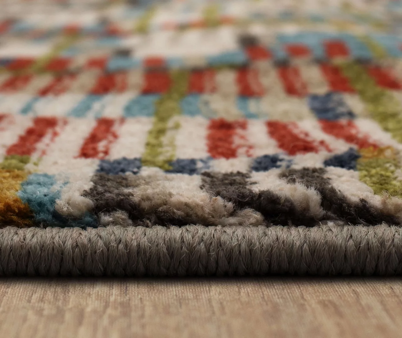 Iola Blue & Red Multi-Color Lines Area Rug, (8' X 11') 6 Iola Blue & Red Multi-Color Lines Area Rug, (8' X 11') - Image 6