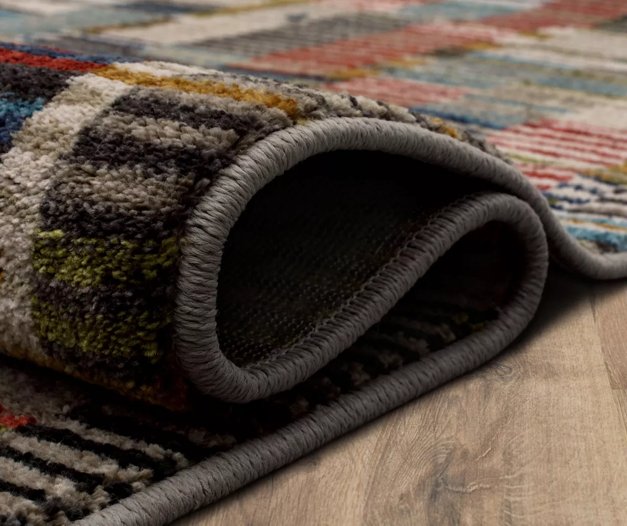 Iola Blue & Red Multi-Color Lines Area Rug, (8' X 11') 7 Iola Blue & Red Multi-Color Lines Area Rug, (8' X 11') - Image 7