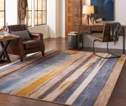 Mohawk Eureka Blue & Yellow Abstract Stripe Area Rug 5 Mohawk Eureka Blue & Yellow Abstract Stripe Area Rug -Cuisinart Store 810600696 A0 3