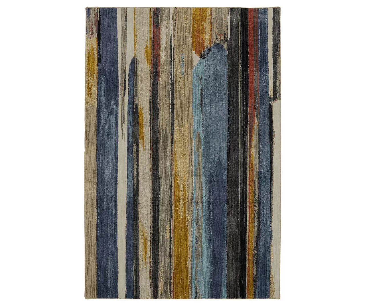 Eureka Blue & Yellow Abstract Stripe Area Rug, (8' X 11') 1 Eureka Blue & Yellow Abstract Stripe Area Rug, (8' X 11')