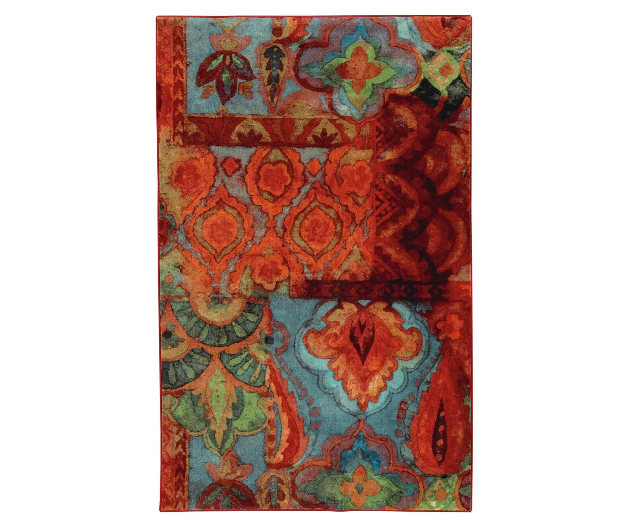 Boho Bright Red & Blue Area Rug, (5' X 8') 1 Boho Bright Red & Blue Area Rug, (5' X 8')