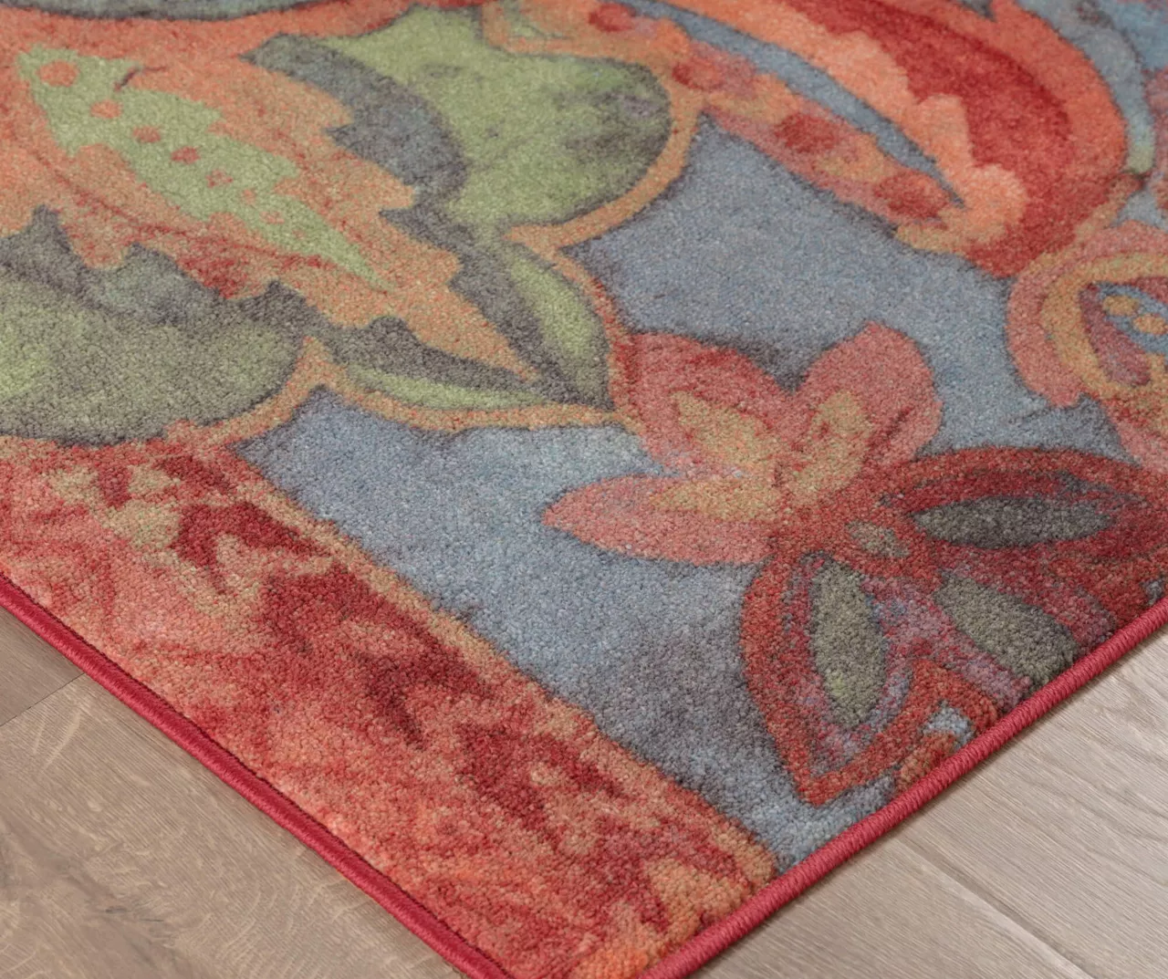 Boho Bright Red & Blue Area Rug, (5' X 8') 2 Boho Bright Red & Blue Area Rug, (5' X 8') - Image 2