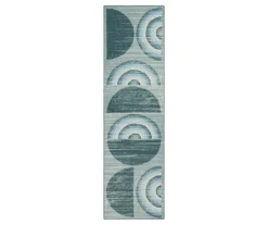 Karah Gray & Blue Circles Area Rug, (2' X 7')