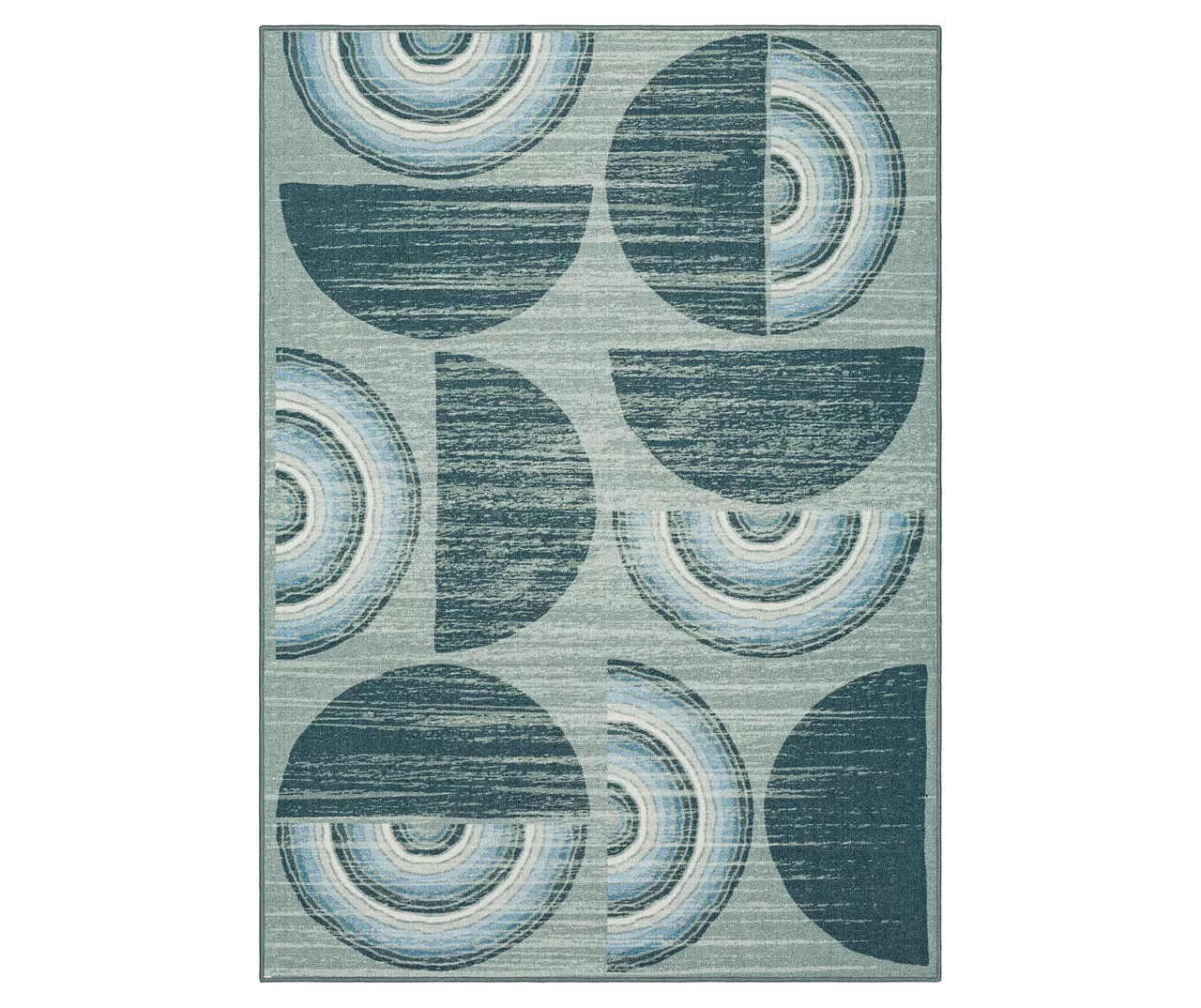 Karah Gray & Blue Circles Area Rug, (7.5' X 10') 1 Karah Gray & Blue Circles Area Rug, (7.5' X 10')