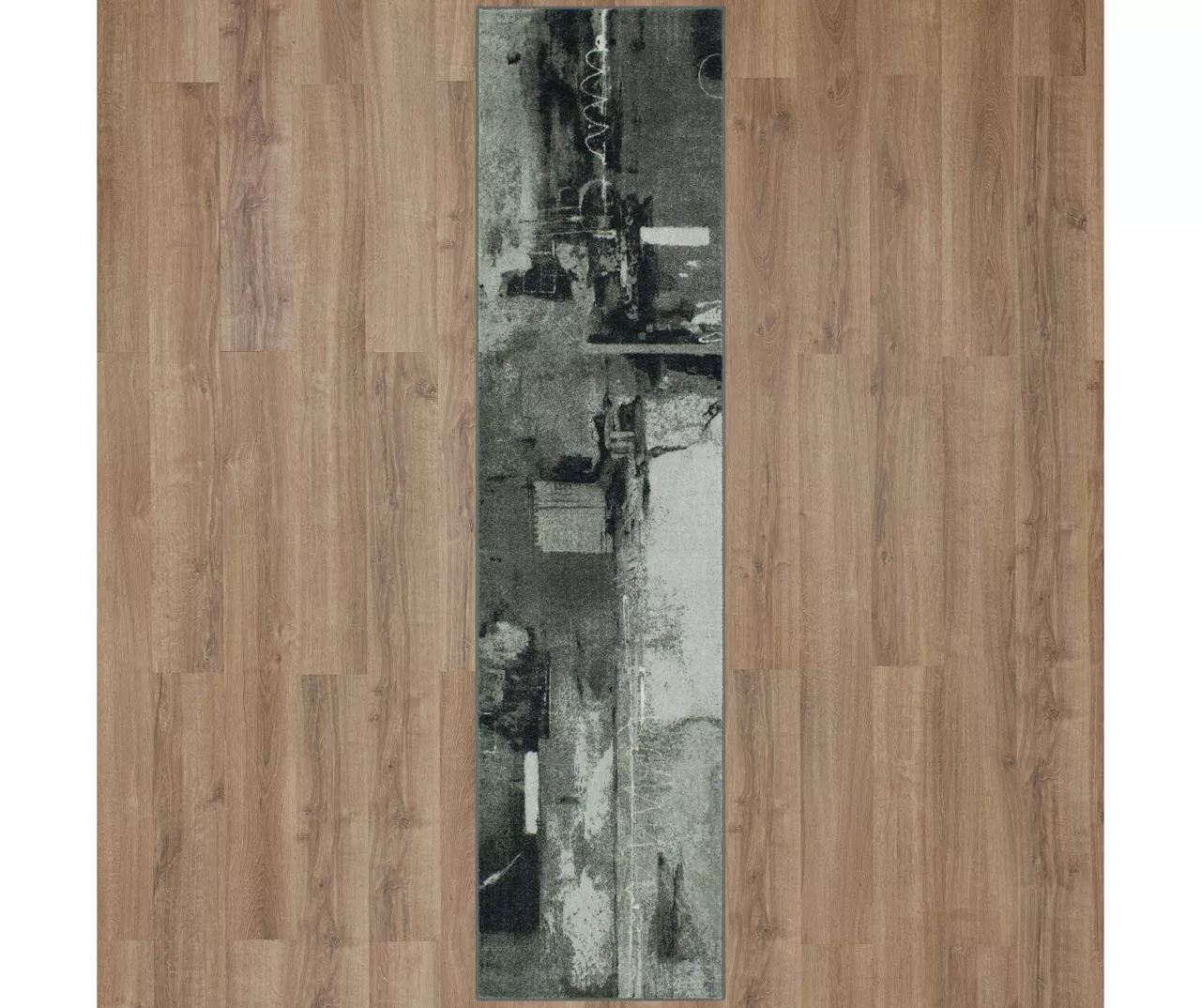 Fusion Gray & Black Abstract Area Rug, (2.5' X 10') 3 Fusion Gray & Black Abstract Area Rug, (2.5' X 10') - Image 3