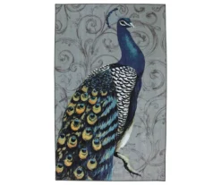 Peacock Feathers Gray & Blue Area Rug, (7.5' X 10')