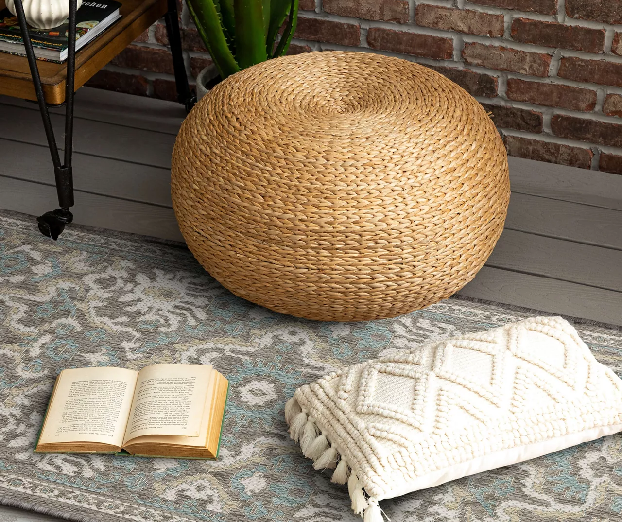 Coastal Desire Light Gray & Turquoise Ornamental Outdoor Area Rug, (2.5' X 6') 8 Coastal Desire Light Gray & Turquoise Ornamental Outdoor Area Rug, (2.5' X 6') - Image 8