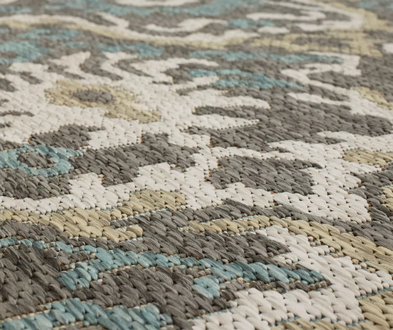 Coastal Desire Light Gray & Turquoise Ornamental Outdoor Area Rug, (2.5' X 6') 5 Coastal Desire Light Gray & Turquoise Ornamental Outdoor Area Rug, (2.5' X 6') - Image 5