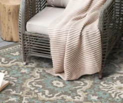 Coastal Desire Light Gray & Turquoise Ornamental Outdoor Area Rug, (5' 3" X 7.5') -Cuisinart Store 810600831 A0 4