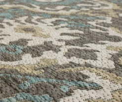 Coastal Desire Light Gray & Turquoise Ornamental Outdoor Area Rug, (5' 3" X 7.5') -Cuisinart Store 810600831 A8 3