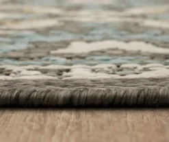 Coastal Desire Light Gray & Turquoise Ornamental Outdoor Area Rug, (5' 3" X 7.5') -Cuisinart Store 810600831 A8 4