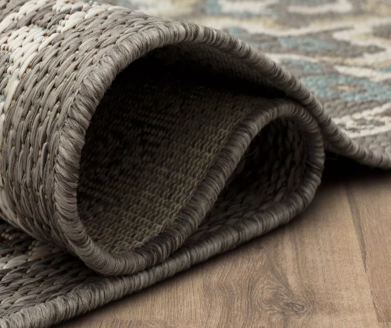 Coastal Desire Light Gray & Turquoise Ornamental Outdoor Area Rug, (8' X 10') 7 Coastal Desire Light Gray & Turquoise Ornamental Outdoor Area Rug, (8' X 10') - Image 7