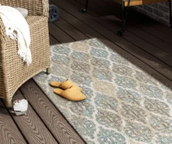 Paradise Grove Light Gray & Turquoise Arabesque Outdoor Area Rug, (2.5' X 6') -Cuisinart Store 810600841 A0 3