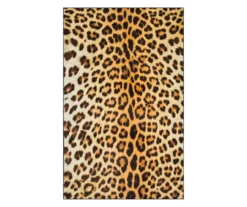 Yellow & Black Leopard Print Area Rug, (4' X 6')