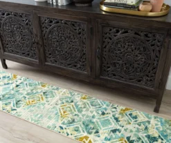 Danae Teal & Beige Geometric Area Rug, (2' X 8') 16 Danae Teal & Beige Geometric Area Rug, (2' X 8') -Cuisinart Store 810600904 A0 4