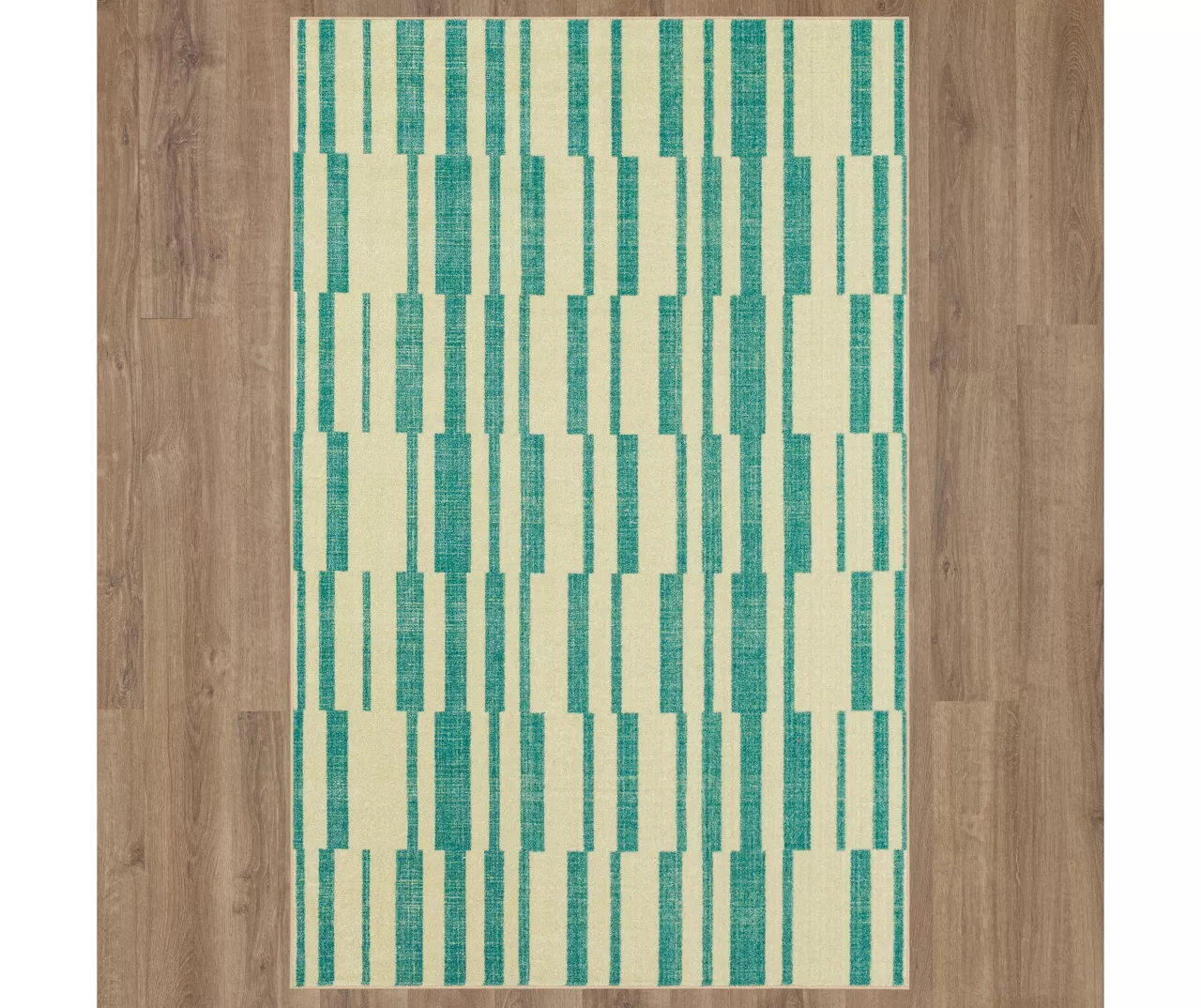 Augusta Light Blue & Beige Offset Stripe Area Rug, (5' X 8') 3 Augusta Light Blue & Beige Offset Stripe Area Rug, (5' X 8') - Image 3