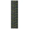 Celinda Blue, Green & Black Geo Area Rug, (2.5' X 10')