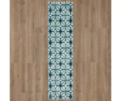 Elyzabeth Blue & White Lattice Area Rug, (2.5' X 10') -Cuisinart Store 810600981 A0 2