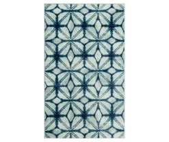 Elyzabeth Blue & White Lattice Area Rug, (3' X 5')