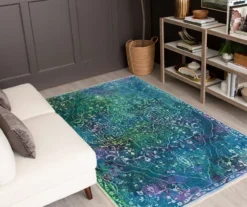 Rowland Teal & Green Ornamental Floral Area Rug, (5' X 8') 16 Rowland Teal & Green Ornamental Floral Area Rug, (5' X 8') -Cuisinart Store 810601011 A0 4