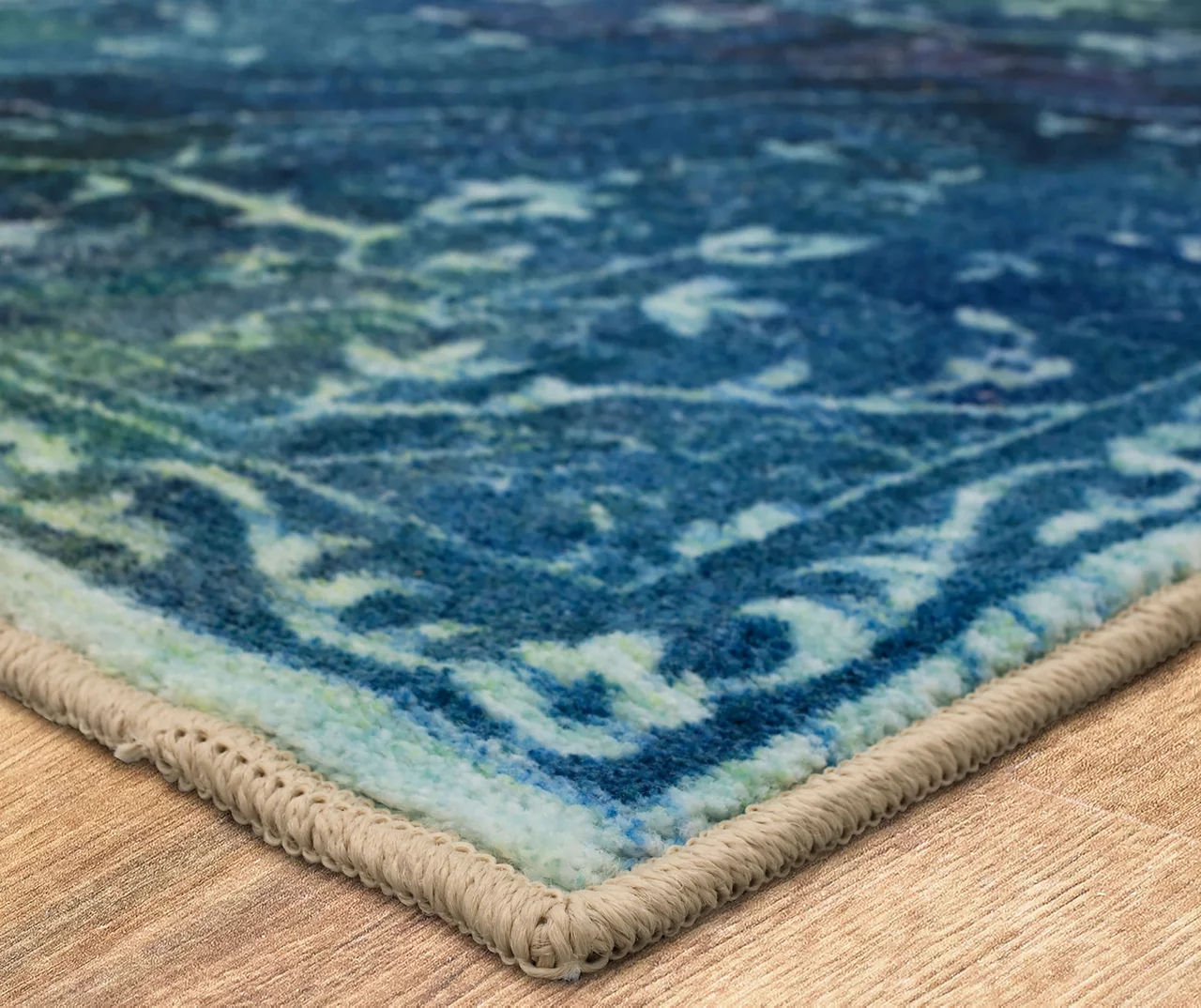 Rowland Teal & Green Ornamental Floral Area Rug, (8' X 10') 2 Rowland Teal & Green Ornamental Floral Area Rug, (8' X 10') - Image 2