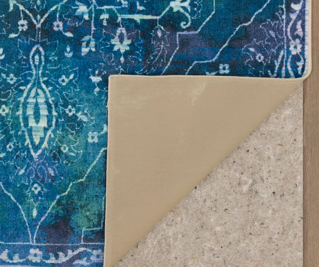 Rowland Teal & Green Ornamental Floral Area Rug, (8' X 10') 3 Rowland Teal & Green Ornamental Floral Area Rug, (8' X 10') - Image 3