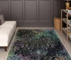 Rowland Charcoal & Blue Ornamental Floral Area Rug, (5' X 8') -Cuisinart Store 810601016 A0 3