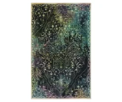 Rowland Charcoal & Blue Ornamental Floral Area Rug, (8' X 10')