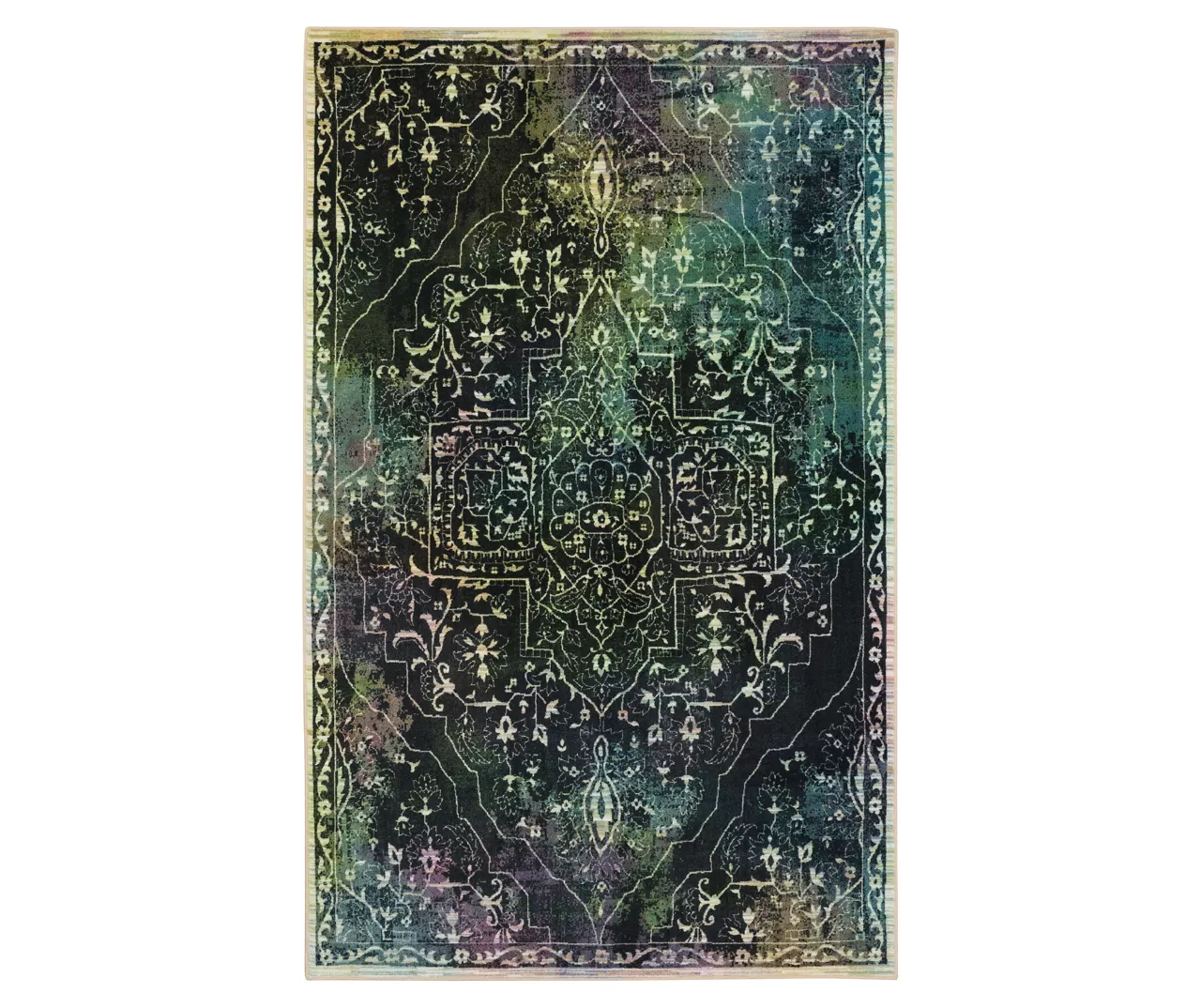 Rowland Charcoal & Blue Ornamental Floral Area Rug, (8' X 10') 1 Rowland Charcoal & Blue Ornamental Floral Area Rug, (8' X 10')