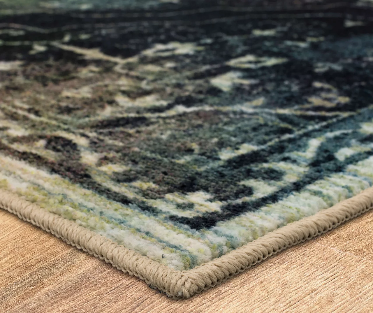 Rowland Charcoal & Blue Ornamental Floral Area Rug, (8' X 10') 2 Rowland Charcoal & Blue Ornamental Floral Area Rug, (8' X 10') - Image 2