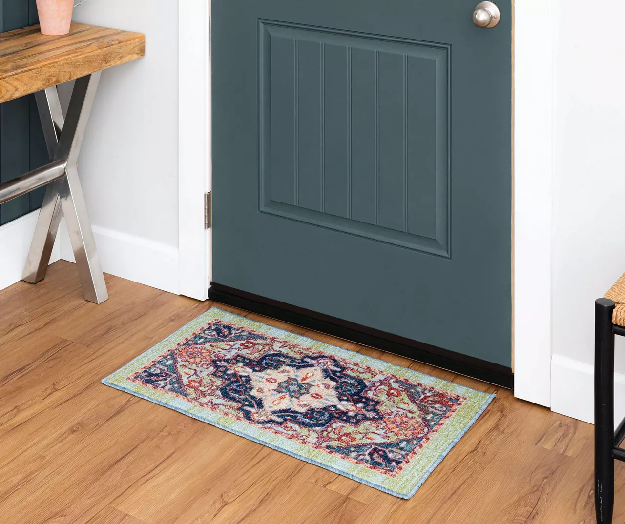 Tethys Green & Blue Ornamental Accent Rug, (20" X 34") 5 Tethys Green & Blue Ornamental Accent Rug, (20" X 34") - Image 5