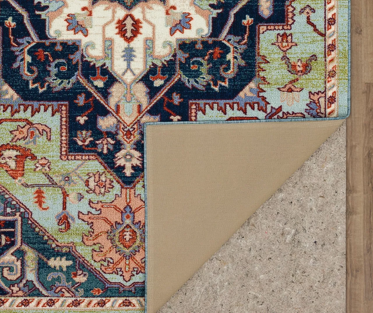 Tethys Green & Blue Ornamental Accent Rug, (20" X 34") 4 Tethys Green & Blue Ornamental Accent Rug, (20" X 34") - Image 4