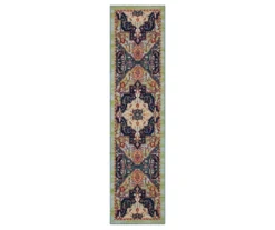 Tethys Green & Blue Ornamental Area Rug, (2' X 8')