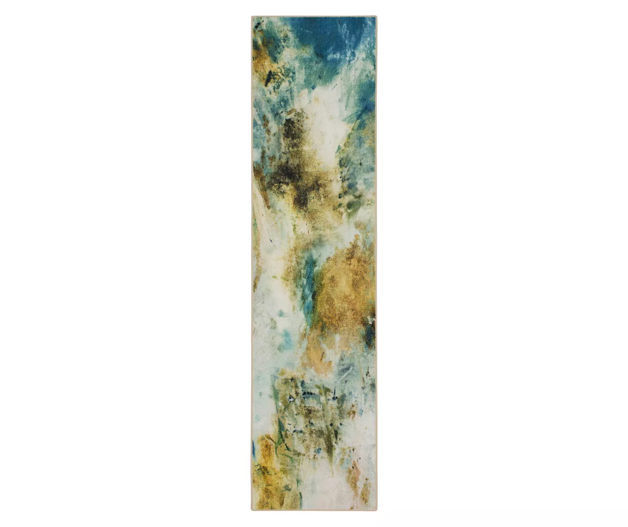 Shoreline Water Blue & Brown Abstract Area Rug, (2' X 10') 1 Shoreline Water Blue & Brown Abstract Area Rug, (2' X 10')