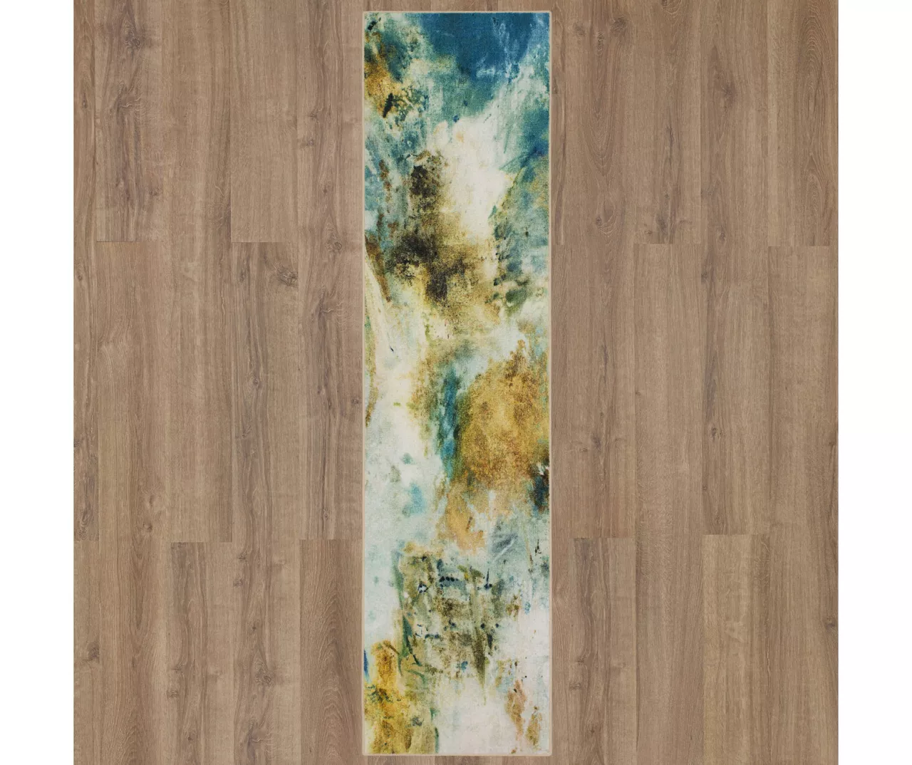 Shoreline Water Blue & Brown Abstract Area Rug, (2' X 10') 4 Shoreline Water Blue & Brown Abstract Area Rug, (2' X 10') - Image 4