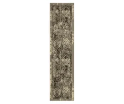 Tecate Gray Bordered Arabesque Area Rug, (2' X 8')