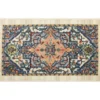 Tethys Blue & Peach Ornamental Accent Rug, (20" X 34")