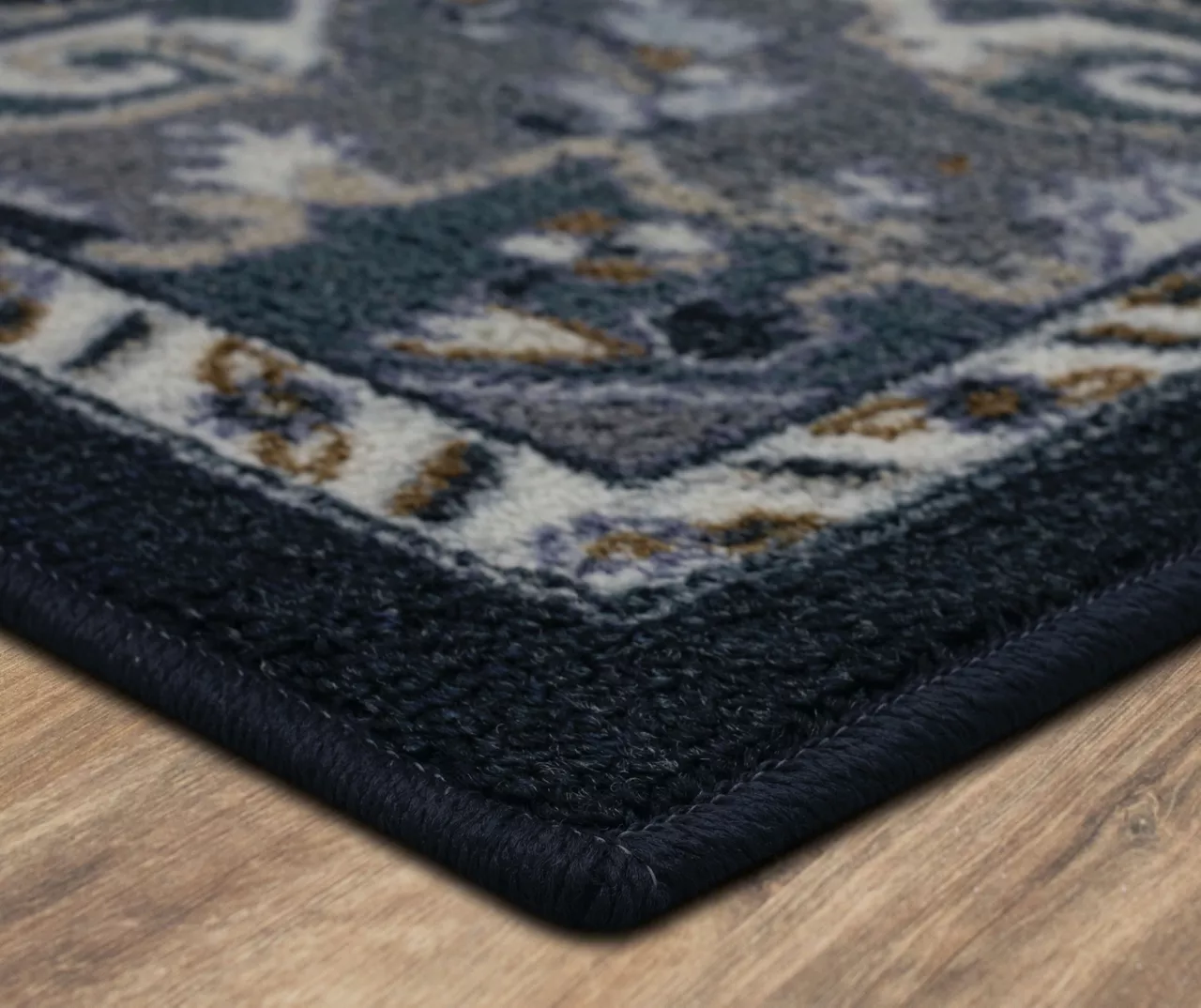 Tethys Navy & Charcoal Ornamental Accent Rug, (20" X 34") 2 Tethys Navy & Charcoal Ornamental Accent Rug, (20" X 34") - Image 2