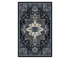 Tethys Navy & Charcoal Ornamental Area Rug, (5' X 8')
