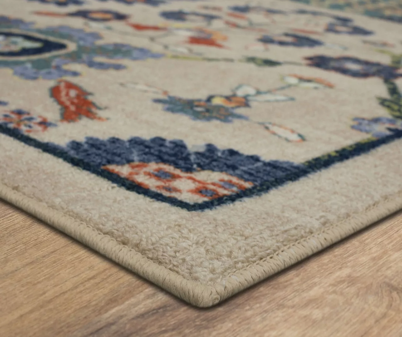 Queensbury Beige & Navy Ornamental Floral Area Rug, (2' X 8') 2 Queensbury Beige & Navy Ornamental Floral Area Rug, (2' X 8') - Image 2