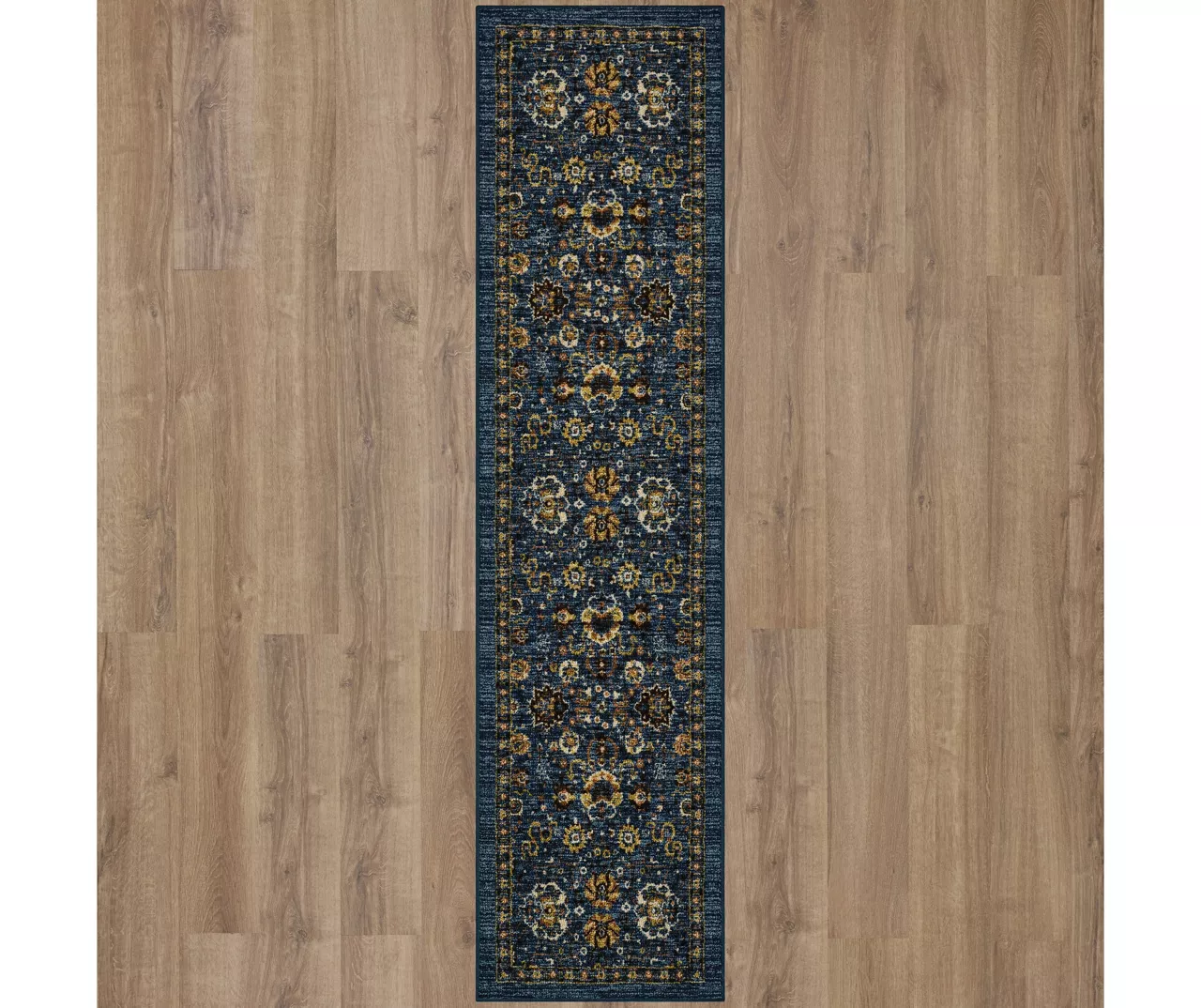 Bay Hill Navy & Brown Floral Area Rug, (2' X 8') 1 Bay Hill Navy & Brown Floral Area Rug, (2' X 8')