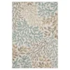 Coastal Cove Cream & Turquoise Coral Pattern Outdoor Area Rug, (5' 3" X 7.5')