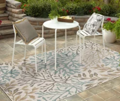 Coastal Cove Cream & Turquoise Coral Pattern Outdoor Area Rug, (5' 3" X 7.5') -Cuisinart Store 810601140 A0 3