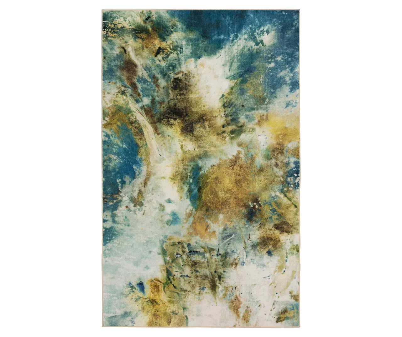 Shoreline Water Blue & Brown Abstract Area Rug, (5' X 8') 1 Shoreline Water Blue & Brown Abstract Area Rug, (5' X 8')